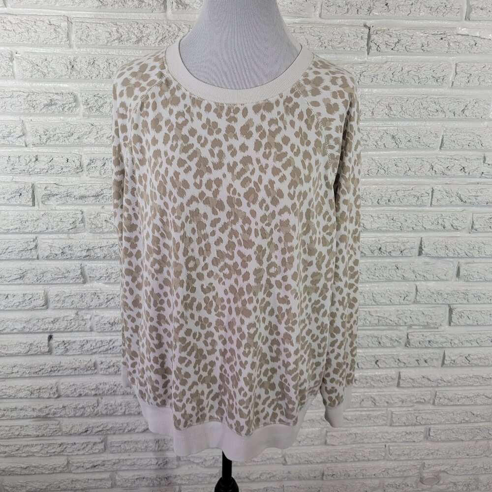 Old Navy Women's 2X Plus Tan White Animal Print Sweatshirt Cotton Blend SWE186E
